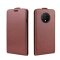 Flip Case Handyhülle für OnePlus 7T Vertikal Schutzhülle Tasche Cover Braun Bumper Smartphone Kartensteckplatz-Kreditkarte-Geldscheine EC-Karte Bank-Karte