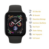 1x 9D Keramik-Glass für Apple Watch 4 / 5 / 6 44mm 3D KLAR Panzerfolie Displayschutz Schutzfolie Ceramic Screen-Protector