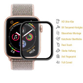 6x 9H Hartglas für Apple Watch 4/5/6 44mm FULL CURVED Displayschutz Panzerfolie SW Panzerglas Schutzfolie Schutzglas
