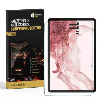 1x Panzerfolie für Samsung Galaxy Tab S8 MATT ENTSPIEGELT Displayschutz Schutzglas Schutzfolie ANTI-SHOCK/ ANTI-KRATZ/ ANTI-BRUCH/ ANTI-SCHMUTZ