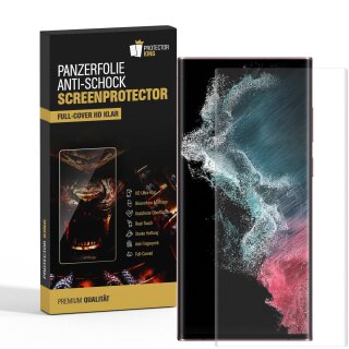 4x 9H Nano-Glass für Samsung Galaxy S22 Ultra FULL CURVED 3D KLAR Anti-Shock Anti-Bruch Anti-Stoß Anti-Schmutz Panzernanoglas Displayschutz Schutzfolie Panzerfolie Panzerglas Screen-Protector