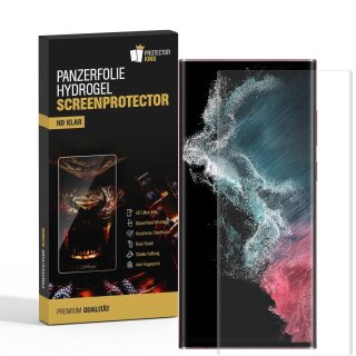 4x Hydrogel-Glass für Samsung Galaxy S22 Ultra Selbstheilend für Micro Kratzer 3D KLAR Panzerfolie Displayschutz Schutzfolie Screen-Protector