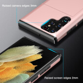Schutzhülle für Samsung Galaxy S22 Ultra Schwarz Handyhülle Schutztasche Case Cover Tasche Transparent Smartphone Bumper (Kartensteckplatz-Kreditkarte-Geldscheine)