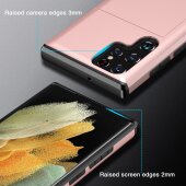 Schutzhülle für Samsung Galaxy S22 Ultra Pink Handyhülle Schutztasche Case Cover Tasche Transparent Smartphone Bumper (Kartensteckplatz-Kreditkarte-Geldscheine)