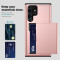 Schutzhülle für Samsung Galaxy S22 Ultra Pink Handyhülle Schutztasche Case Cover Tasche Transparent Smartphone Bumper (Kartensteckplatz-Kreditkarte-Geldscheine)