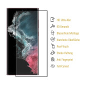1x 9D Keramik-Glass für Samsung Galaxy S22 Ultra FULL COVER 3D KLAR Panzerfolie Displayschutz Schutzfolie Ceramic Screen-Protector