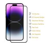 2x 9H Panzerglas für iPhone 14 Pro Max FULL COVER Displayschutz Panzerfolie Schutzfolie Hartglas Schutzglas Displayglas Tempered Glasfolie Sicherheitsglas Echtglas
