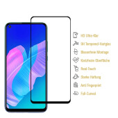 3x 9H Panzerglas für Huawei P40 Lite E FULL COVER Displayschutz Schutzglas Hartglas Schutzfolie Panzerfolie KLAR Tempered echtes Displayglas Glasfolie Displayfolie Folie Transparent