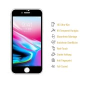 4x 9H Hartglasfolie für iPhone 8 FULL COVER 3D Panzerfolie Displayschutzfolie SW Panzerglas Schutzfolie