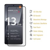 3x 9D Keramik-Glass für Xiaomi 13 Pro FULL COVER 3D KLAR Panzerfolie Displayschutz Schutzfolie Ceramic Screen-Protector