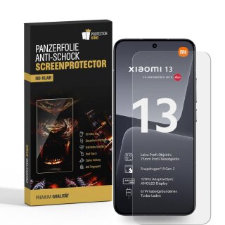 6x Panzerfolie für Xiaomi 13 Displayschutz Schutzfolie KLAR ANTI-SHOCK/ ANTI-KRATZ/ ANTI-BRUCH/ ANTI-SCHMUTZ