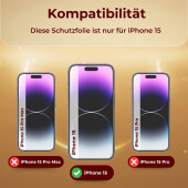 2x 9H Panzerglas für iPhone 15 HD KLAR echtes Tempered Glass Panzerfolie Displayschutz Schutzglas Hartglas Schutzfolie Screen-Protector