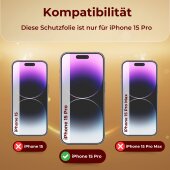 1x 9H Panzerglas für iPhone 15 Pro HD KLAR echtes...