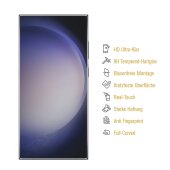 4x 3D A++9H Panzerhartglas für Samsung Galaxy S24 Ultra FULL COVER 3D KLAR Displayschutz Schutzglas Schuzfolie ECHTES TEMPERED Panzerglas Panzerfolie