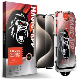 4x 9H Panzerglas für iPhone 15 Pro 3D KLAR MAGIC-APP echtes Tempered X-Gorillaglas Displayschutz Schutzglas Schutzfolie Panzerfolie Screen Protector