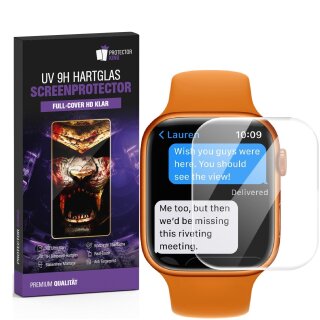 5x 9H Panzerglas für Apple Watch 7/ 8 45 mm Full-Screen HD klar UV-Liquid echtes Tempered Displayschutz Schutzglas Screen-Protector