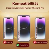 3x 9H Panzerglas für iPhone 16 Pro HD KLAR echtes...