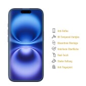 1x 9H Panzerglas für iPhone 16 matt Anti-Reflex entspiegelt echtes Tempered Glass Panzerfolie Displayschutz Schutzglas Schutzfolie Screen-Protector