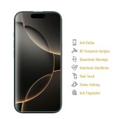 4x 9H Panzerglas für iPhone 16 Pro matt Anti-Reflex entspiegelt echtes Tempered Glass Panzerfolie Displayschutz Schutzglas Schutzfolie Screen-Protector
