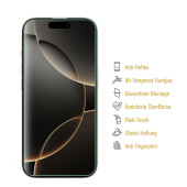 5x 9H Panzerglas für iPhone 16 Pro matt Anti-Reflex entspiegelt echtes Tempered Glass Panzerfolie Displayschutz Schutzglas Schutzfolie Screen-Protector