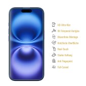 3x 9H Panzerglas für iPhone 16 3D A++ KLAR EXTREM HART echtes Tempered Glass Panzerfolie Displayschutz Schutzglas Hartglas Schutzfolie Screen-Protector