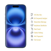 4x 9H Panzerglas für iPhone 16 3D A++ KLAR EXTREM HART echtes Tempered Glass Panzerfolie Displayschutz Schutzglas Hartglas Schutzfolie Screen-Protector