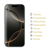 6x 9H Panzerglas für iPhone 16 Pro 3D A++ KLAR EXTREM HART echtes Tempered Glass Panzerfolie Displayschutz Schutzglas Hartglas Schutzfolie Screen-Protector