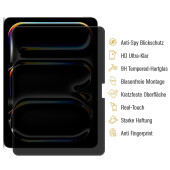 2x Anti-Spy 9H Panzerglas für iPad Pro 13 2024 Blickschutz Privacy echtes Tempered Glass Displayglas Schutzglas Displayschutz Schutzfolie Screen-Protector