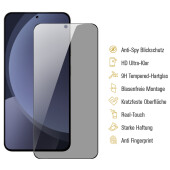6x Blickschutz 9H Panzerglas für Samsung Galaxy S25 Full-Cover Anti-Spy Privacy Sichtschutz echtes Tempered Glass Schutzfolie Schutzglas Displayschutz Screen-Protector