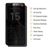 1x Blickschutz 9H Panzerglas für Xiaomi 15 Ultra Full-Curved Anti-Spy Privacy echtes Tempered Glass Schutzglas Displayschutz Screen-Protector