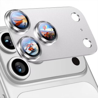 1x Kameraschutzglas für iPhone 17 Pro Max Silber Aluminium Tempered Glas Linse Kamerafolie